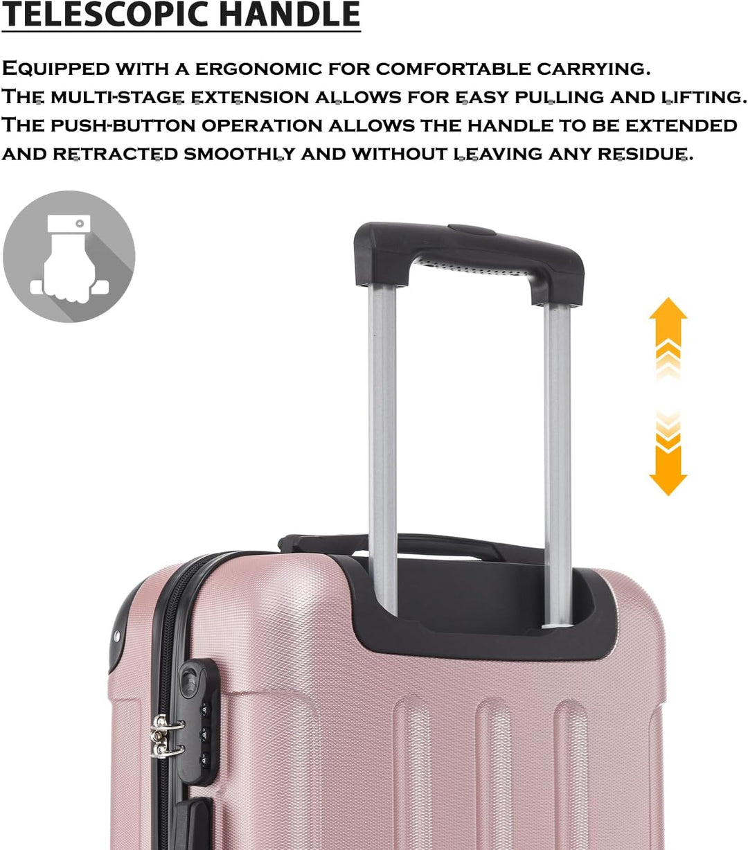 Trolley Koffer Suitcase, Reisekoffer, Rollkoffer Handgepäck, Hartschalenreisekoffer mit 4 Rollen 360