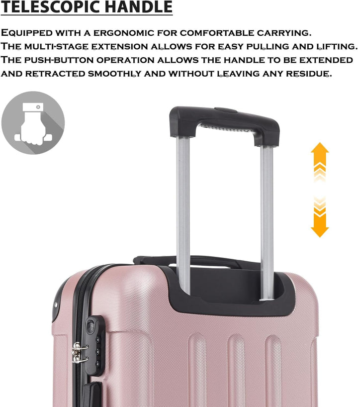 Trolley Koffer Suitcase, Reisekoffer, Rollkoffer Handgepäck, Hartschalenreisekoffer mit 4 Rollen 360