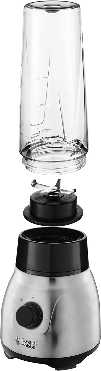 Russell Hobbs Standmixer 2-in-1 [1,5l Glasbehälter Mixer & 0,6l Mini Smoothie Maker -To-Go-Trinkflas