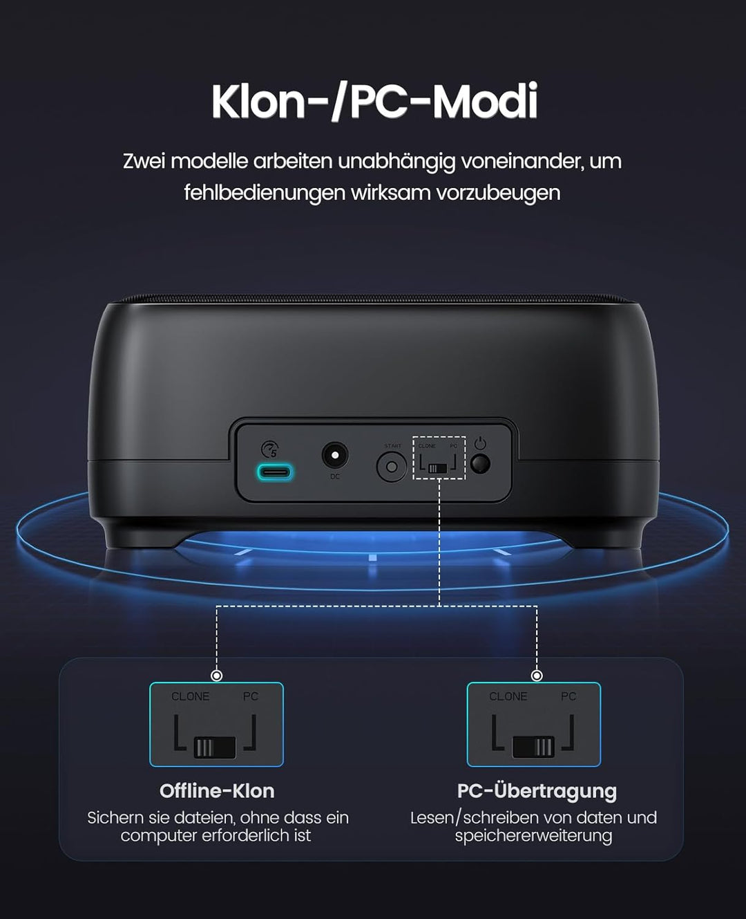 ORICO Festplatten Docking Station, Offline Klon USB 3.2 Gen 1 SSD/HDD Dockingstation für 2,5" und 3,