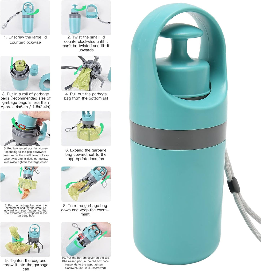 Jiawu Kotschaufel, Tragbarer Kotschaufel für Hunde mit Integriertem Kotbeutelspender, 6-Klauen-Hunde