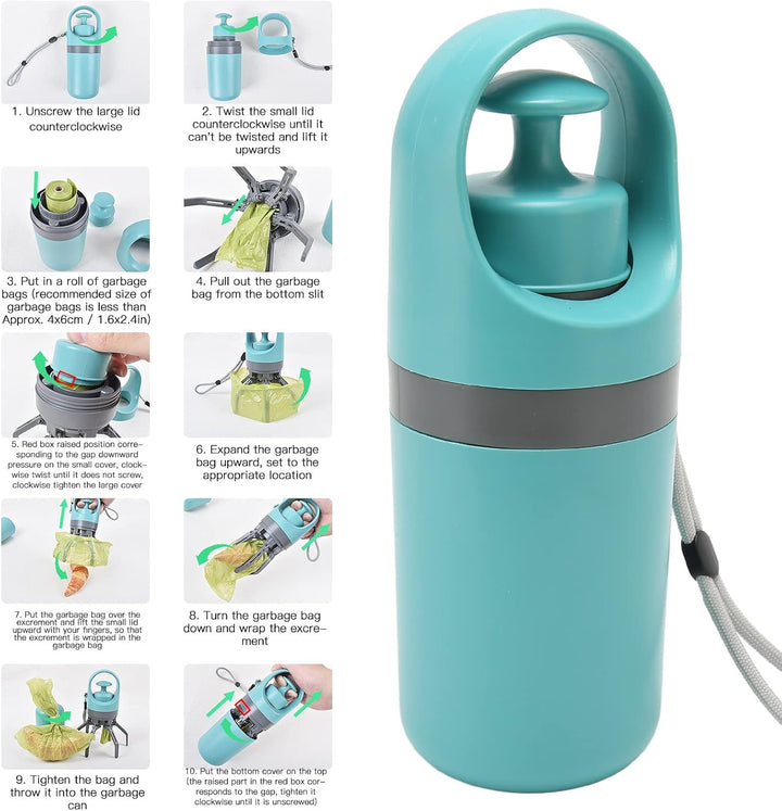 Jiawu Kotschaufel, Tragbarer Kotschaufel für Hunde mit Integriertem Kotbeutelspender, 6-Klauen-Hunde