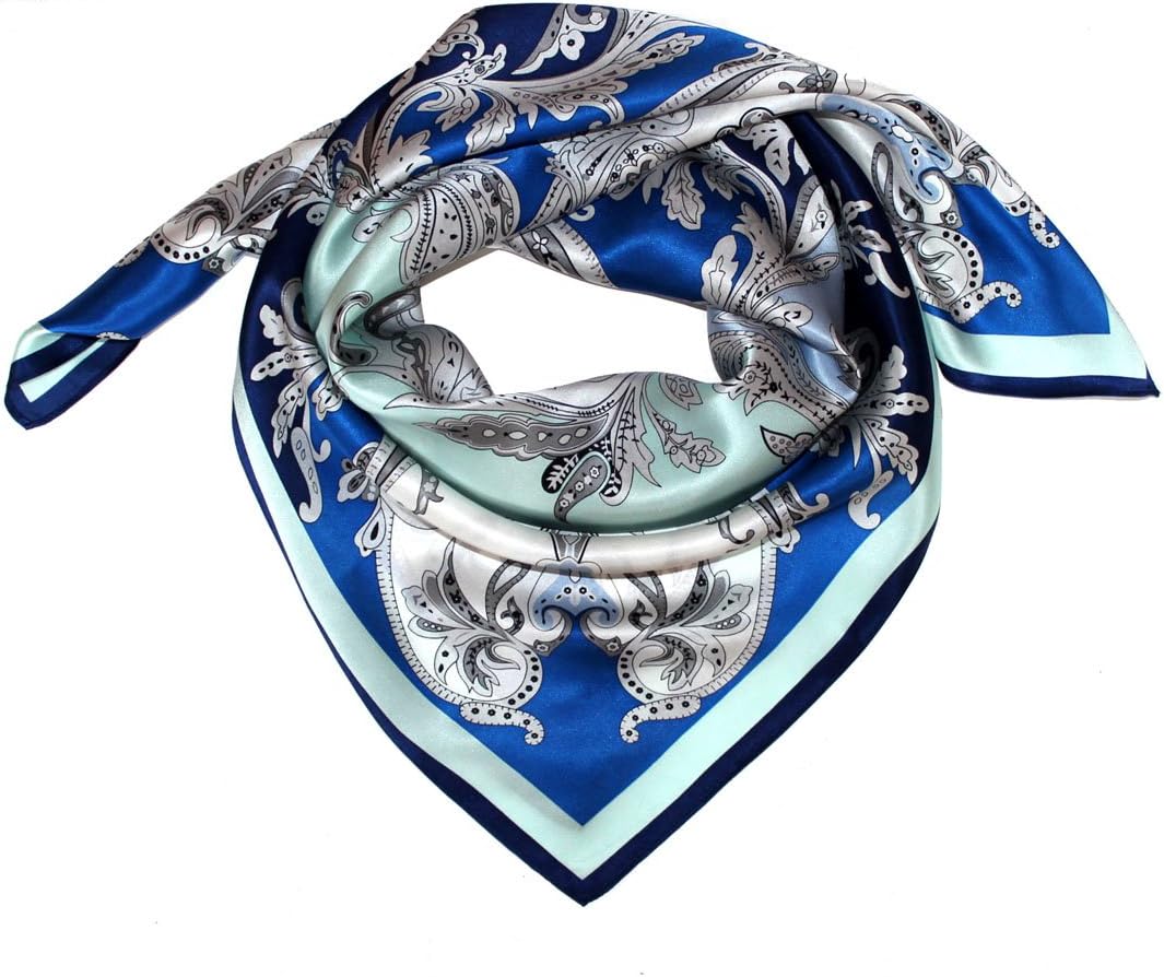 LORENZO CANA Luxus Damen Seidentuch aufwändig bedruckt Tuch 100% Seide 90 cm x 90 cm harmonische Bla