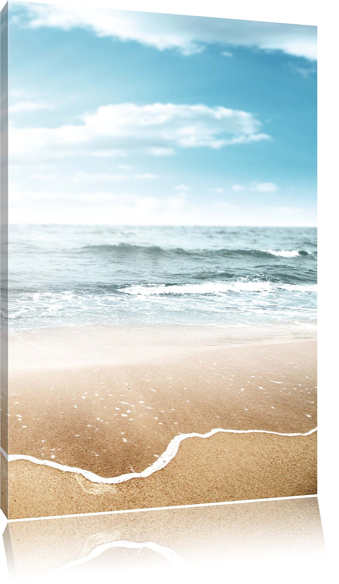 Pixxprint Sonnenschein Beach Strand Blauer Himmel, Format: 100x70 auf Leinwand, riesige Bilder ferti