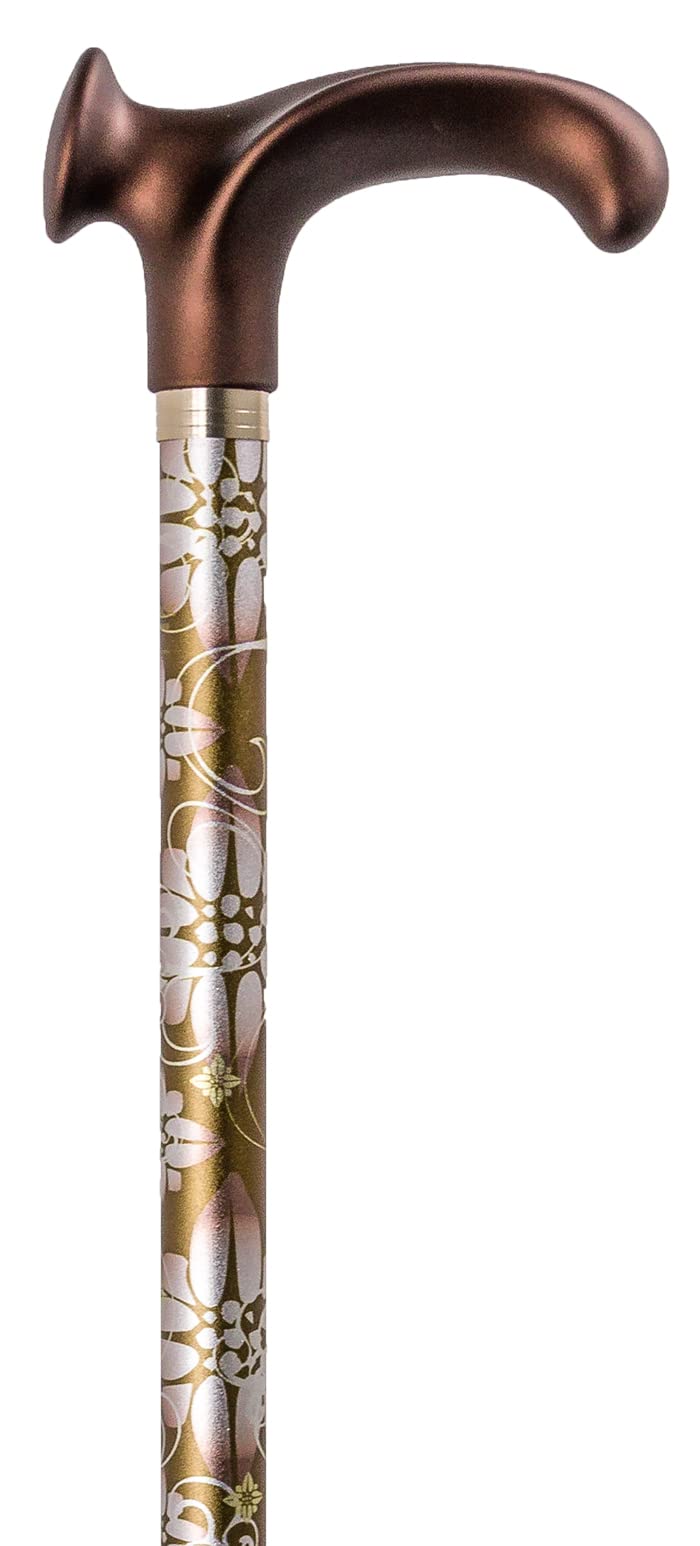 Design Gehstock Softgrip Derby Relax anatomisch geformter Griff RECHTS/Links, Stock Leichtmetall, Or