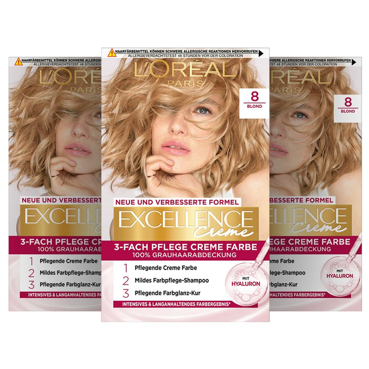L'Oréal Paris Permanente Haarfarbe, 100% Grauhaarabdeckung, Haarfärbeset mit Coloration, Shampoo und