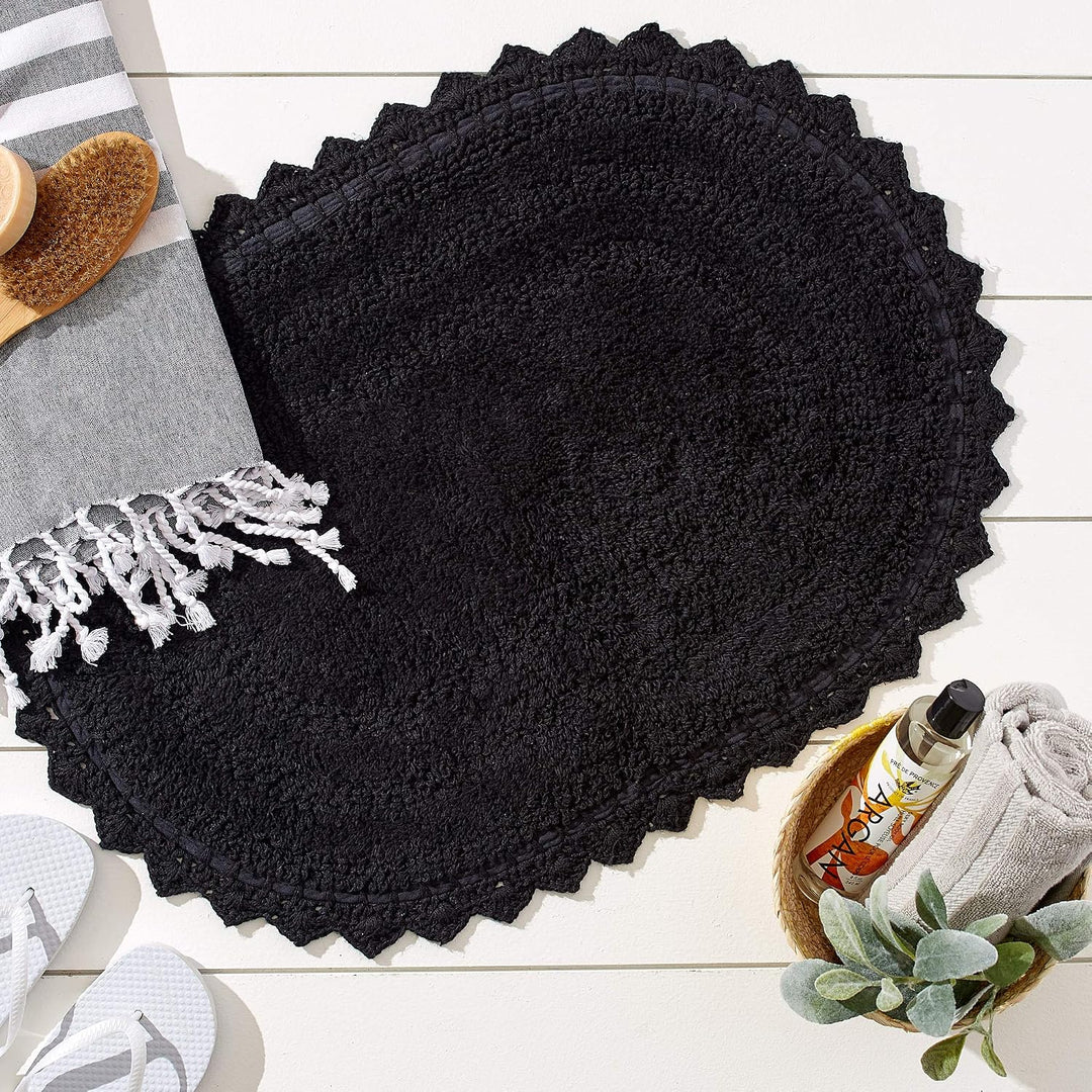 DII Crochet Collection Wende-Badematte, klein, oval, 43 x 61 cm, Schwarz 43 x 61 cm (Oval) Schwarz,