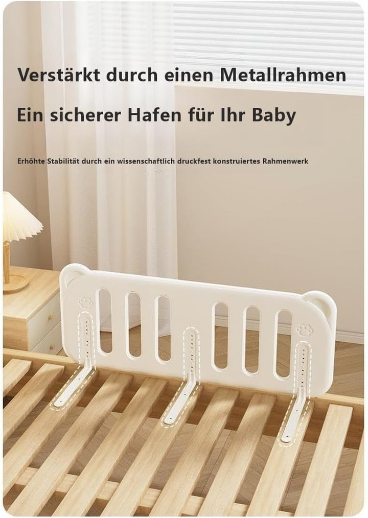 habeig Bettgitter für Kinder, Rausfallschutz, 120 x 47 cm, 5-stufig Höhenverstellbar, Weiss, mit Met