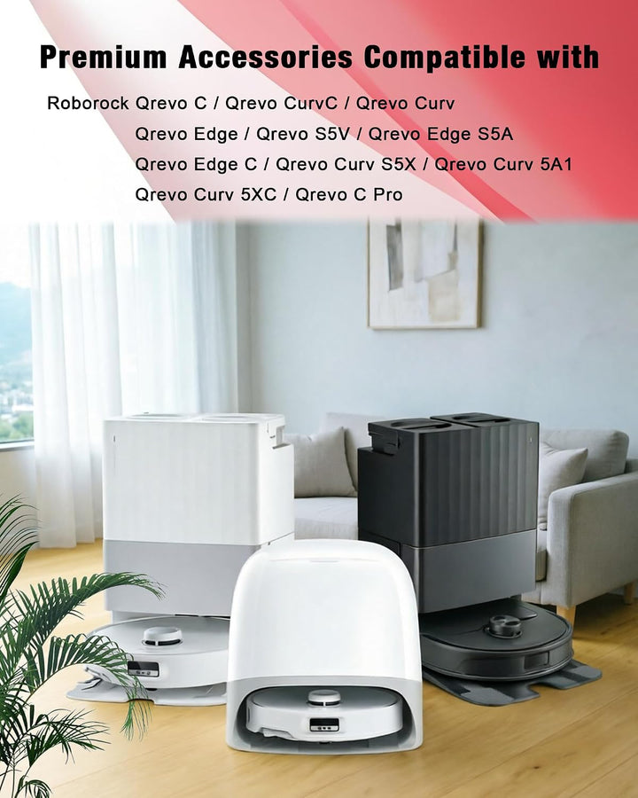 Zubehör für Roborock Qrevo S5V/Curv/Curv S5X/Curv C/Edge/Edge S5A | Ersatzteile set: 6 Staubbeutel,