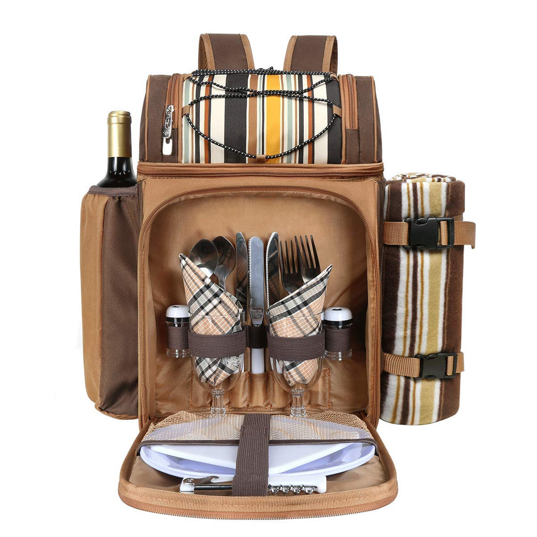 Hap Tim Picknick-Rucksack-Kühler für 2 Personen mit isolierter auslaufsicherer Kühltasche, Weinhalte