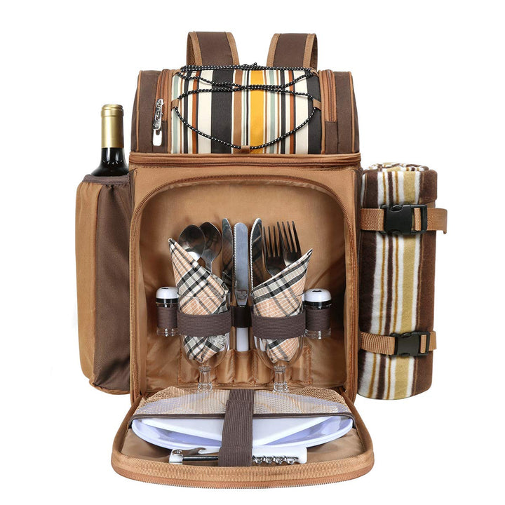 Hap Tim Picknick-Rucksack-Kühler für 2 Personen mit isolierter auslaufsicherer Kühltasche, Weinhalte