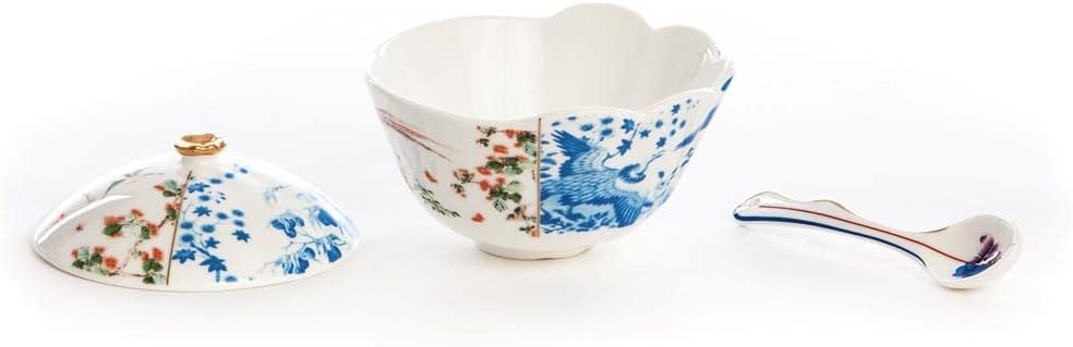 SELETTI Porzellan Zuckerdose Hybrid-Maurilia Ø 12 cm H.9 C/Löffel
