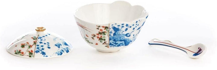 SELETTI Porzellan Zuckerdose Hybrid-Maurilia Ø 12 cm H.9 C/Löffel
