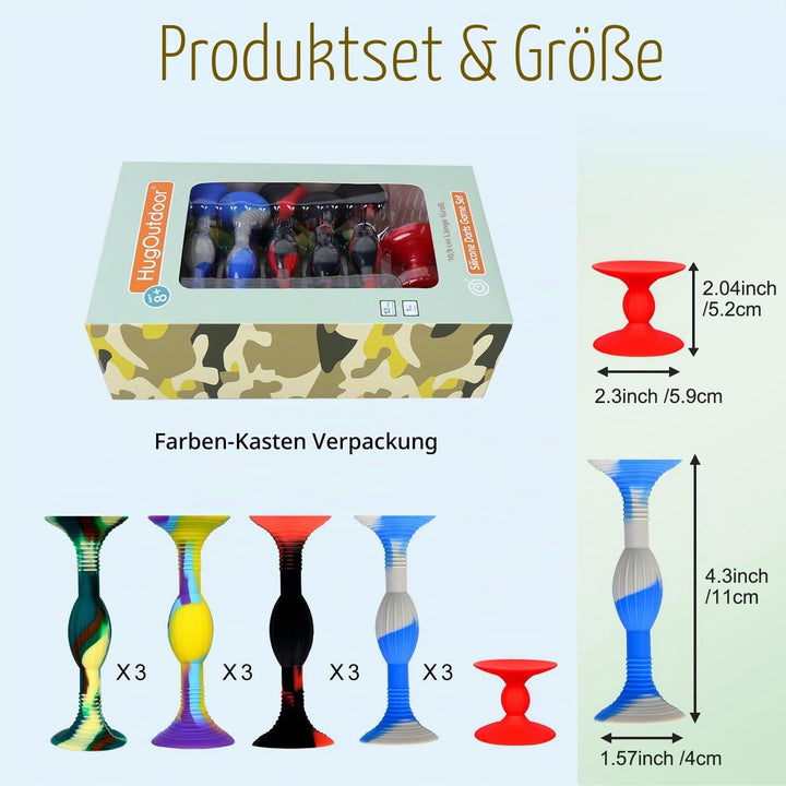 HugOutdoor 10,9 cm grosse Grösse 12 Stück 4 Farben Saugnapf Dart Silikon Sucker Soft Darts Kinder St
