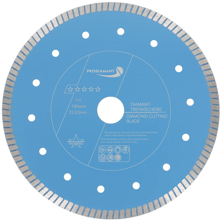 PRODIAMANT F33 Profi Diamant Trennscheibe ø 180mm für Natursteine Granit und Fliesen Bohrung 22,2mm