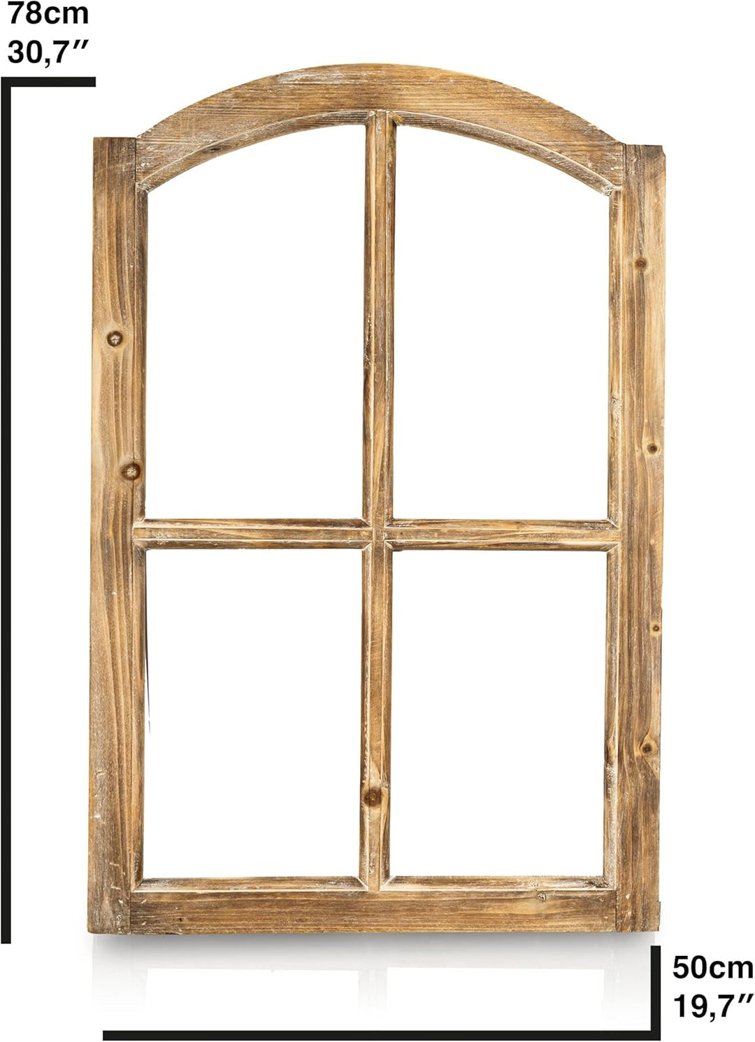 Blümelhuber Deko Vintage Stallfenster Landhausstil Deko - Vintage Deko Fenster mit Halbbogen aus Hol
