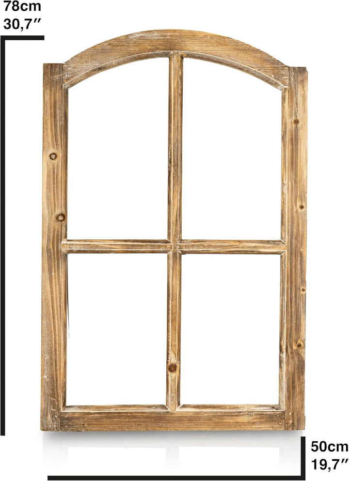 Blümelhuber Deko Vintage Stallfenster Landhausstil Deko - Vintage Deko Fenster mit Halbbogen aus Hol