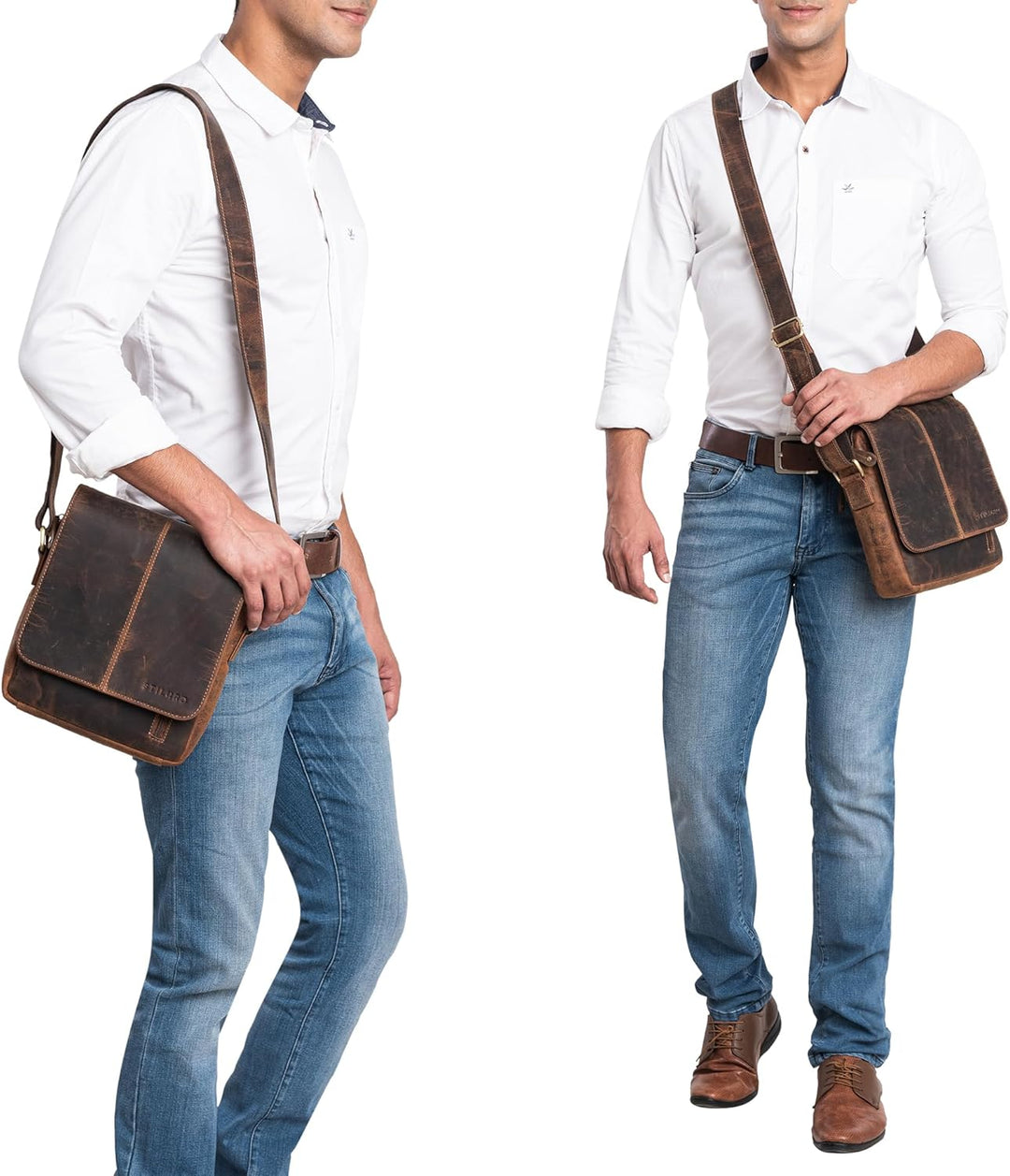 STILORD 'Matt' Ledertasche Männer klein Vintage Umhängetasche Schultertasche Herrentasche für 9,7 Zo