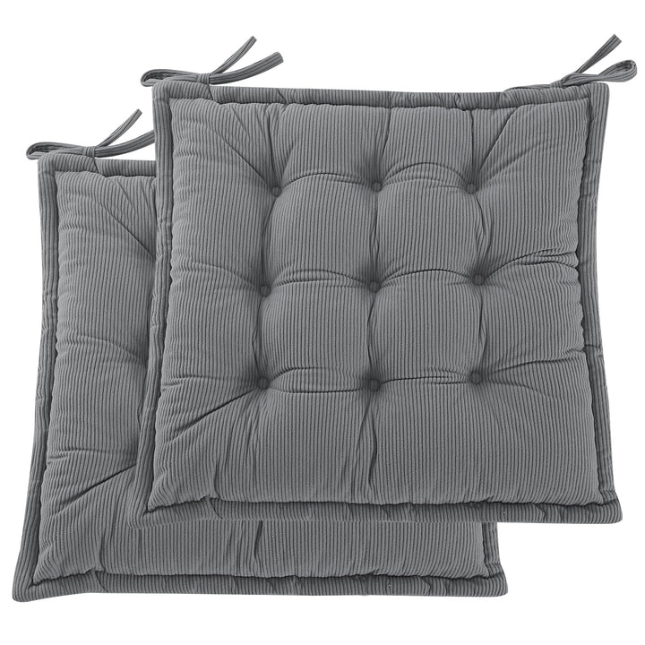 Indoor Sitzkissen Stuhl 2er Set – Komfortable Cordstoff-Sitzmatte Stuhlkissen mit Bändern, Hochwerti