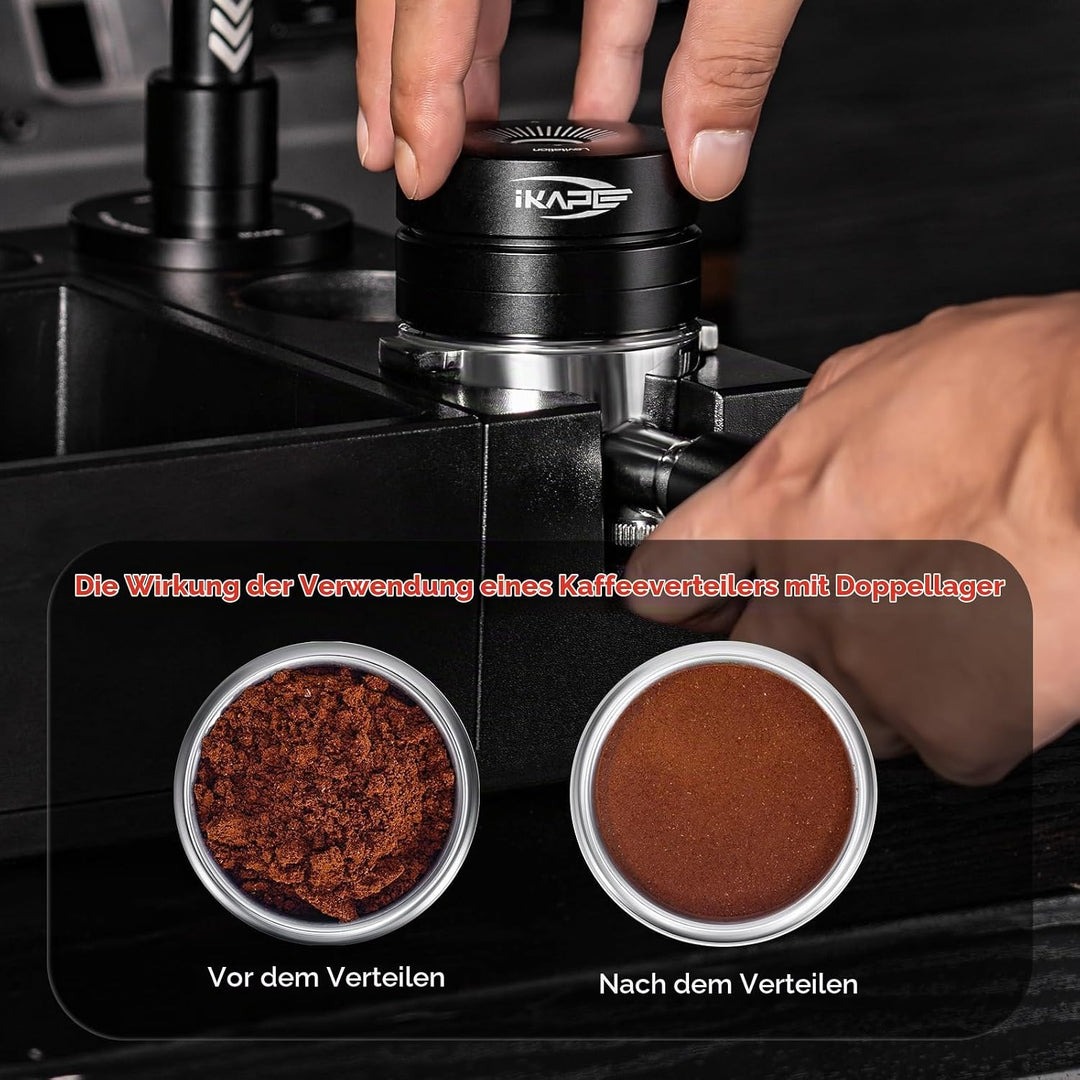 IKAPE 51MM Neuer verbesserter Espresso-Kaffeeverteiler, Kaffee-Doppellager &amp; Hochgeschwindigkeits-Ve
