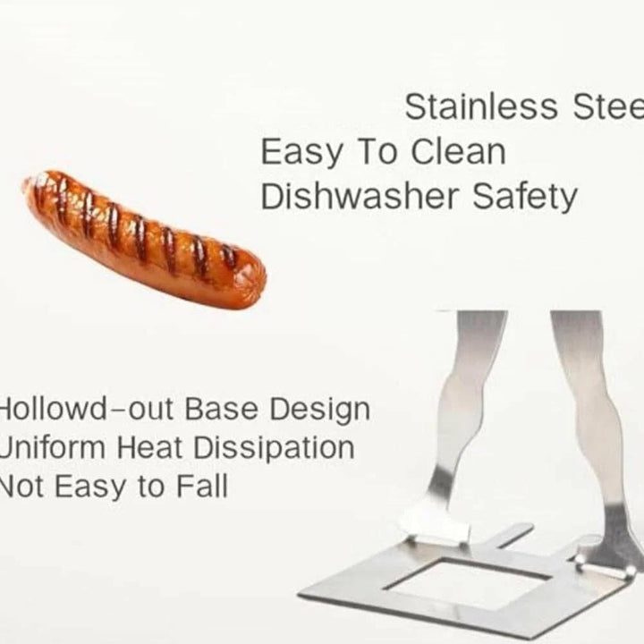 Lustiger BBQ Stand Man Hot Dog Halter, Edelstahl Hotdog & Wursthalter für Grill, Tragbares Wiederver