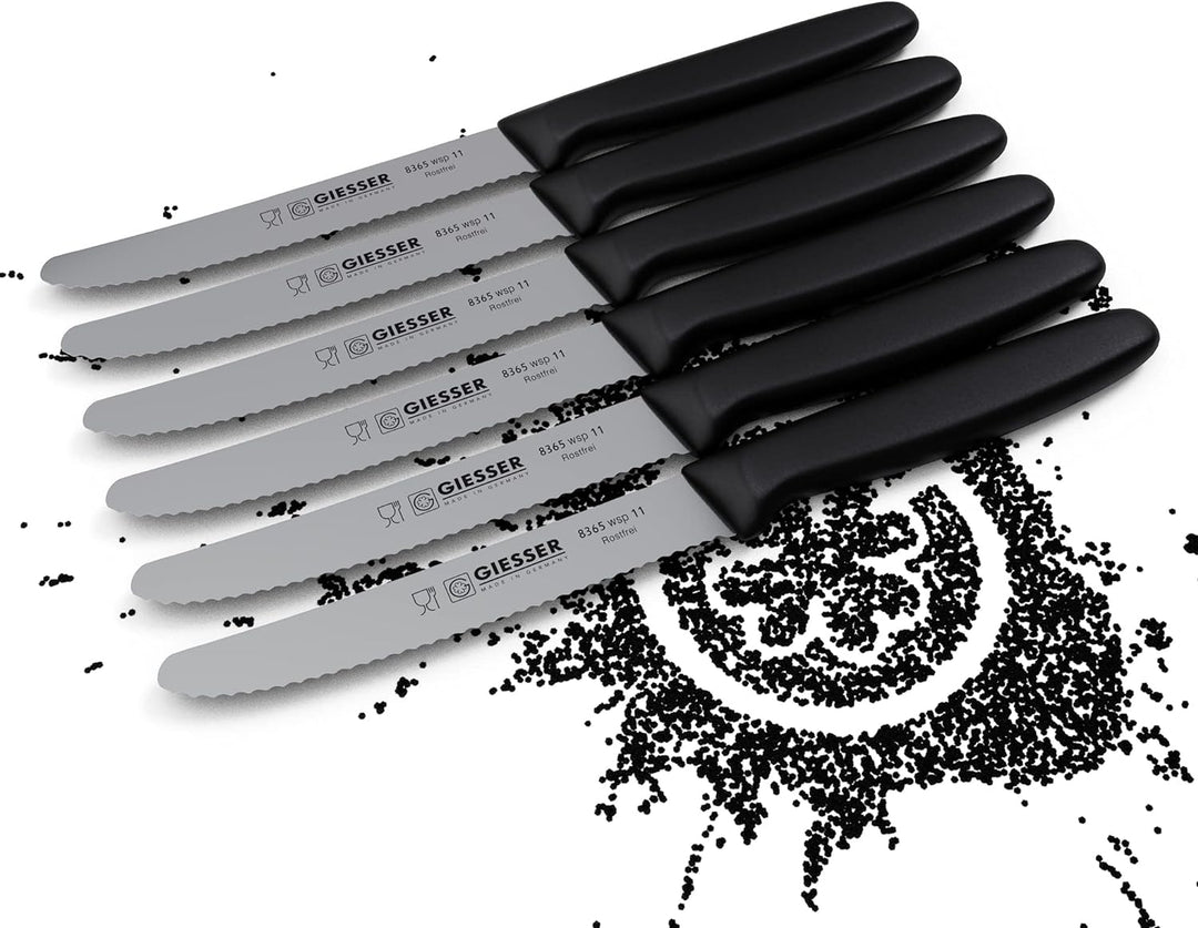 Giesser seit 1776 - Made in Germany - Tomatenmesser 6er Set schwarz, Klinge 11 cm, rutschfest, klein