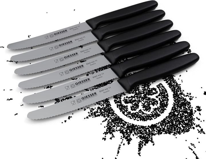 Giesser seit 1776 - Made in Germany - Tomatenmesser 6er Set schwarz, Klinge 11 cm, rutschfest, klein