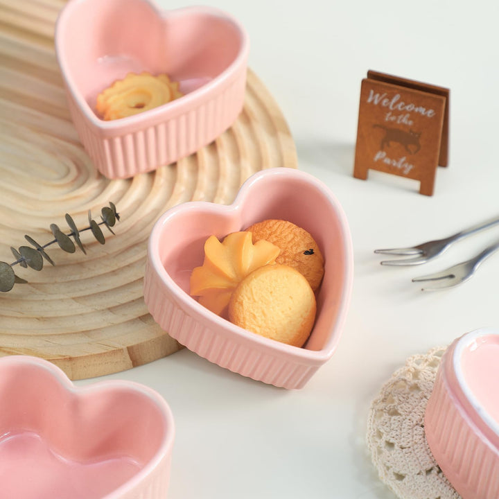 Sizikato Soufflé-Schalen aus Porzellan, herzförmig, 8,9 cm, für Souffle, Creme Brulee und Dip-Saucen