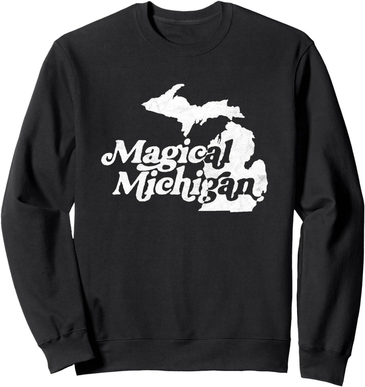 Magical Michigan! Minimalist Vintage Distressed 80's Graphic Sweatshirt