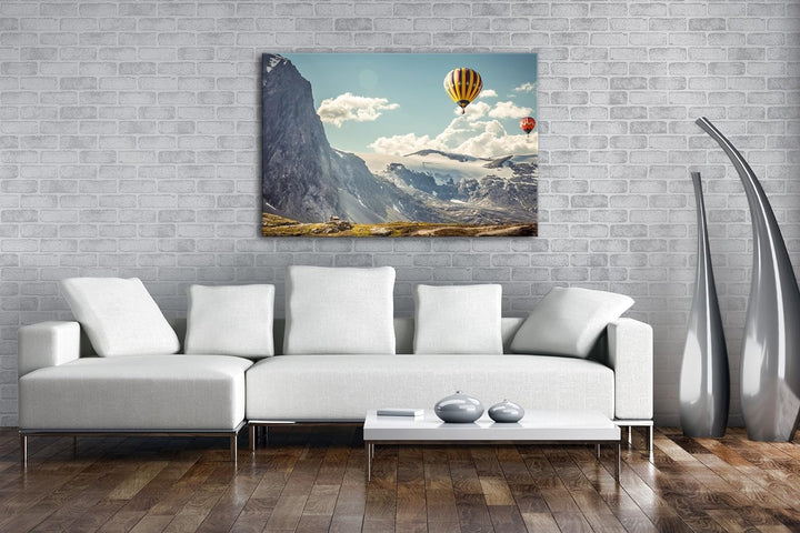 deyoli Heissluftballons im malerischen Gebirge Format: 80x60 als Leinwandbild, Motiv fertig gerahmt