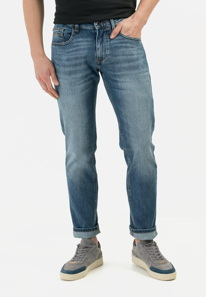 camel active Herren Slim Fit fleXXXactive® 5-Pocket Jeans 31W / 32L Blau, 31W / 32L Blau