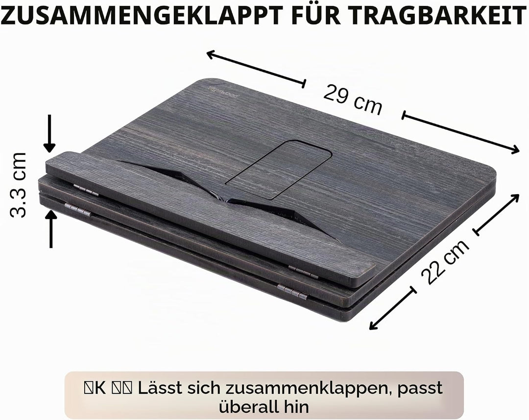 Vigo Wood Buchständer, Rezeptbuchständer, Kochbuchständer für die Küche, Bücherständer für die Anzei