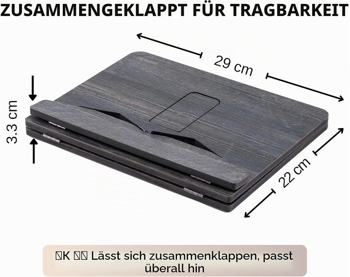 Vigo Wood Buchständer, Rezeptbuchständer, Kochbuchständer für die Küche, Bücherständer für die Anzei