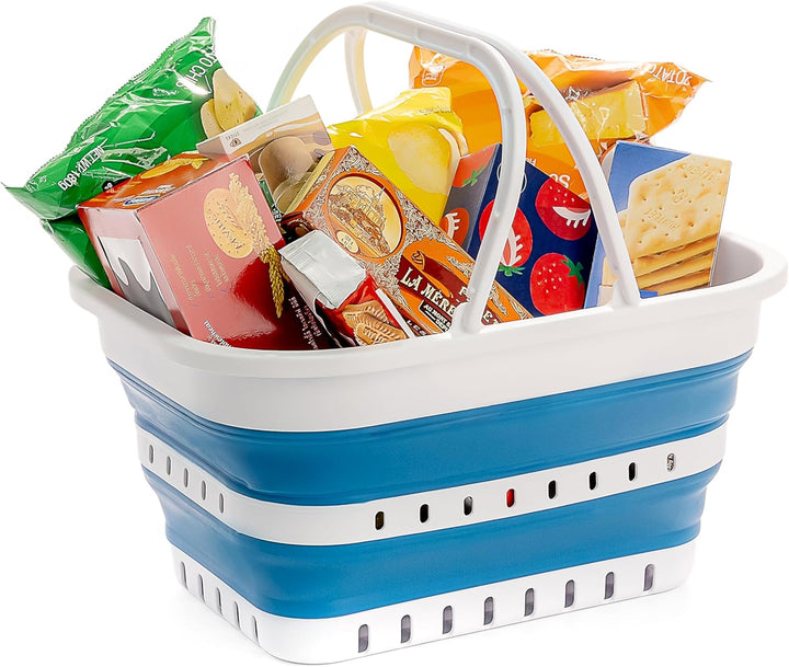 SAMMART 19L zusammenklappbare Wanne mit Griff-tragbarer Outdoor-Picknickkorb/Krater-Faltbare Einkauf