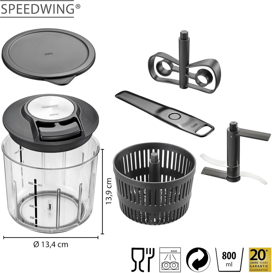GEFU Multizerkleinerer SPEEDWING - manueller Zerkleinerer für Nüsse, Obst oder Gemüse, professionell