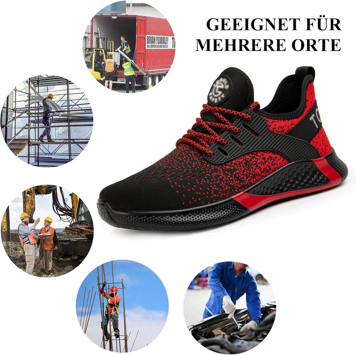 Sicherheitsschuhe Herren Damen Leicht Arbeitsschuhe Stahlkappe Sportlich Schutzschuhe Atmungsaktiv r