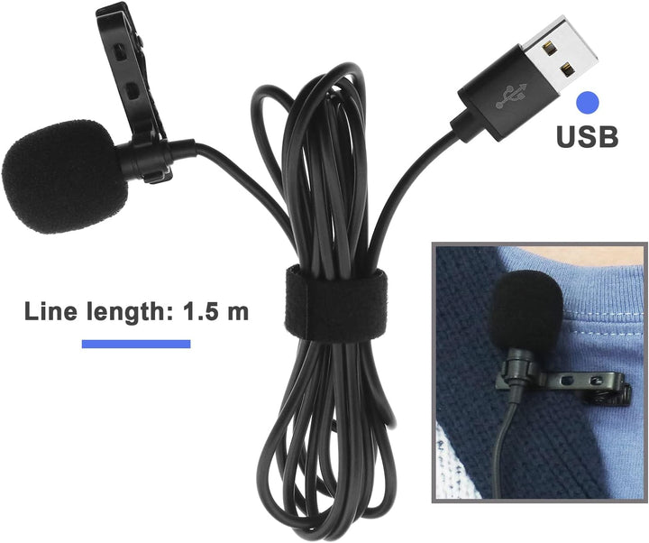 USB-Lavalier-Mikrofon Ersatz USB-Revers-Clip-on-Mikrofon Omnidirektionales Kondensator Lavalier Reve