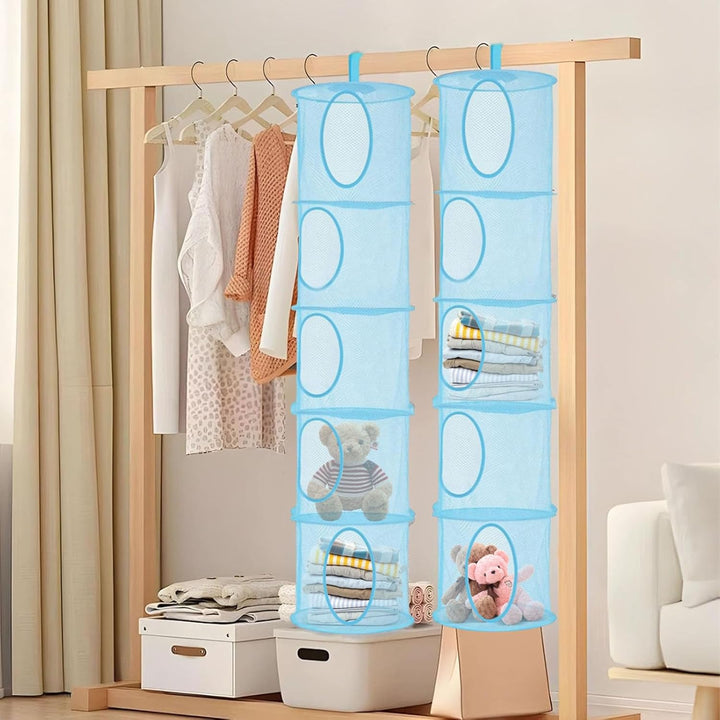 Hängeaufbewahrung, 2 Stück Faltbare Hängeaufbewahrung Organizer, 5 Fächer Hängeregal Mesh Hängende N