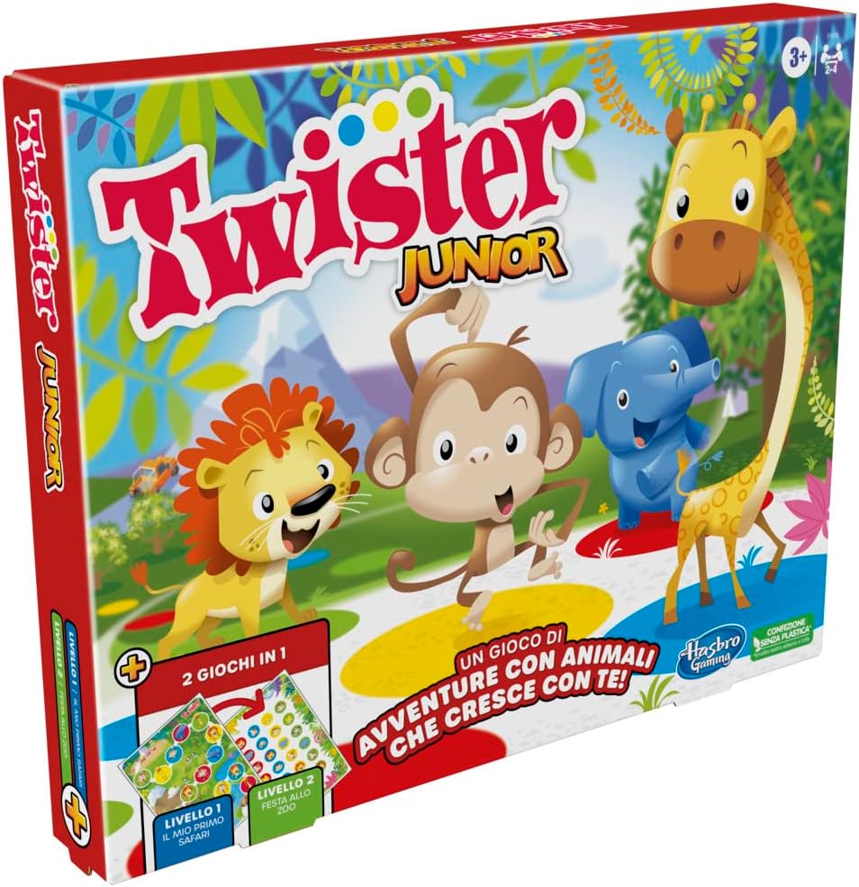 Twister Junior Hasbro Gaming Spielmatte Doppelseitige Spielmatte 2 in 1 Partyspiel für Jungen und Mä