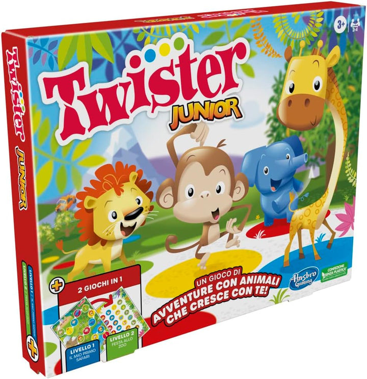 Twister Junior Hasbro Gaming Spielmatte Doppelseitige Spielmatte 2 in 1 Partyspiel für Jungen und Mä