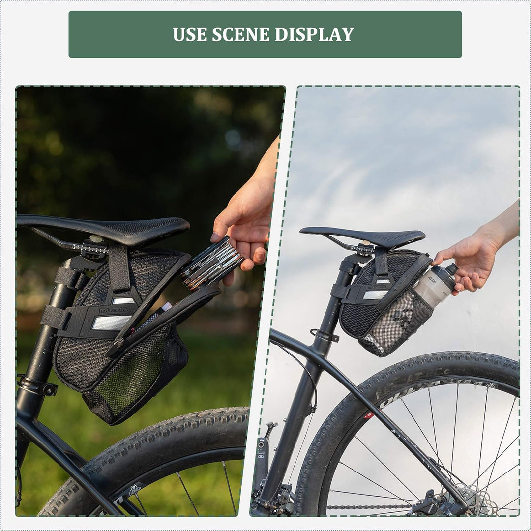 ROCKBROS Fahrrad Satteltasche Fahrradsitztasche mit Flaschenhalter für MTB Rennrad Wasserdicht Kratz