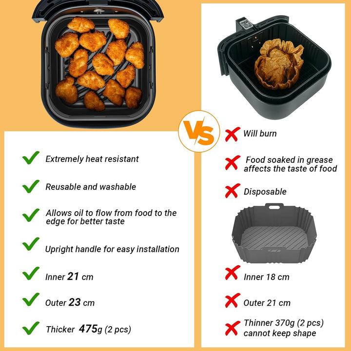 Alyvisun Silikonform für Heissluftfritteuse mit Öl Pinsel, Airfryer Silikonformen Wiederverwendbar S