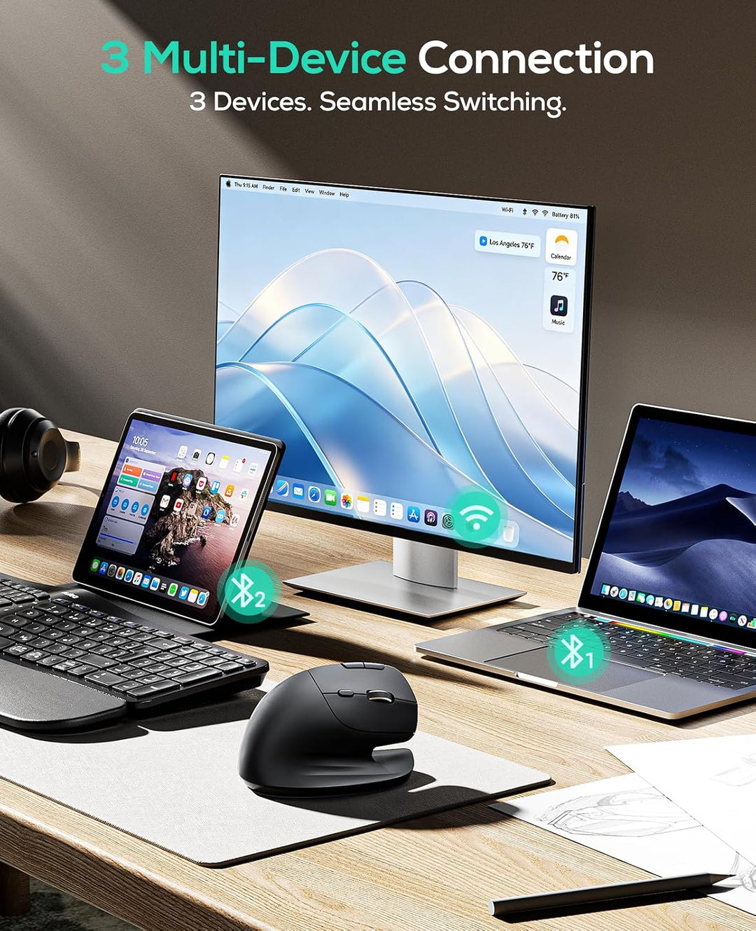 Nulea M502 Ergonomische vertikale drahtlose Maus
