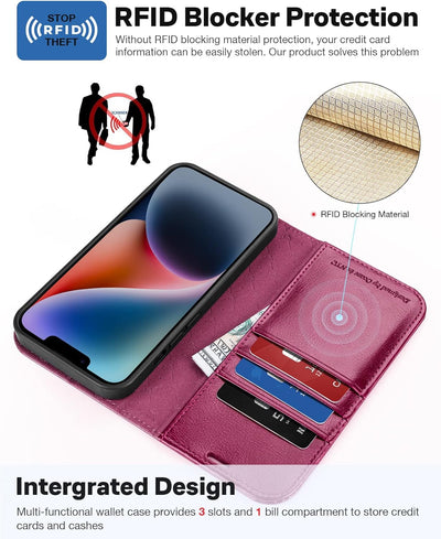 OCASE Hülle iPhone 14 [Abnehmbare magnetische Hülle] [Kabelloses Laden] [Displayschutz] [Kartenfach]