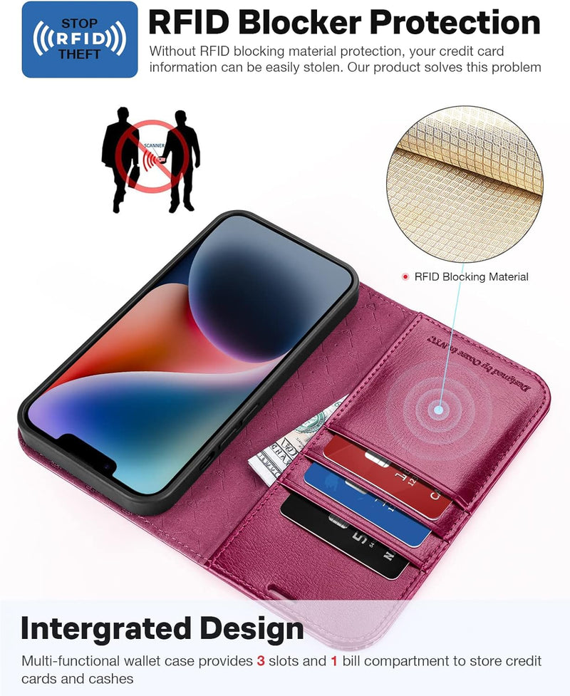 OCASE Hülle iPhone 14 [Abnehmbare magnetische Hülle] [Kabelloses Laden] [Displayschutz] [Kartenfach]