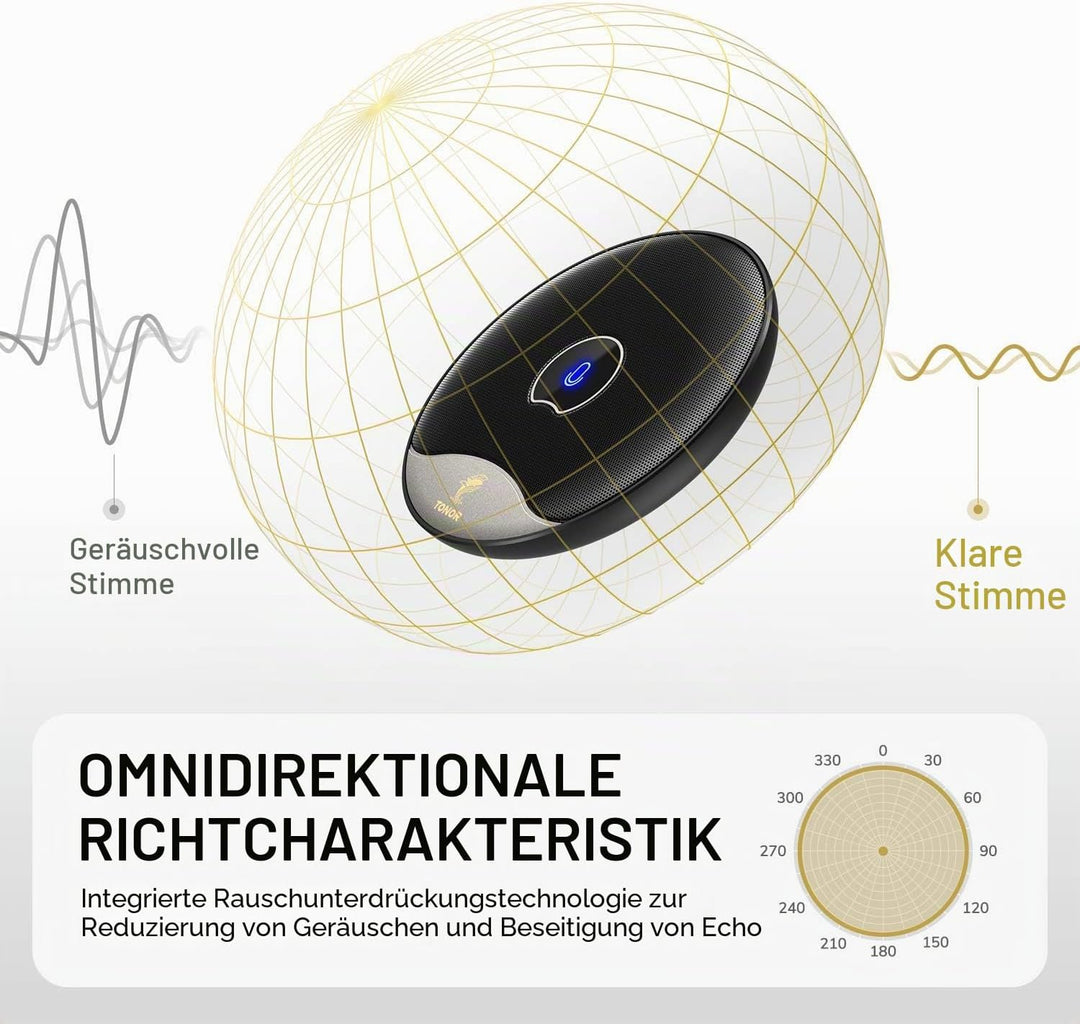 TONOR USB Konferenzmikrofon, 360 Grad omnidirektionales PC Computer Kondensator Mikrofon mit Stummsc