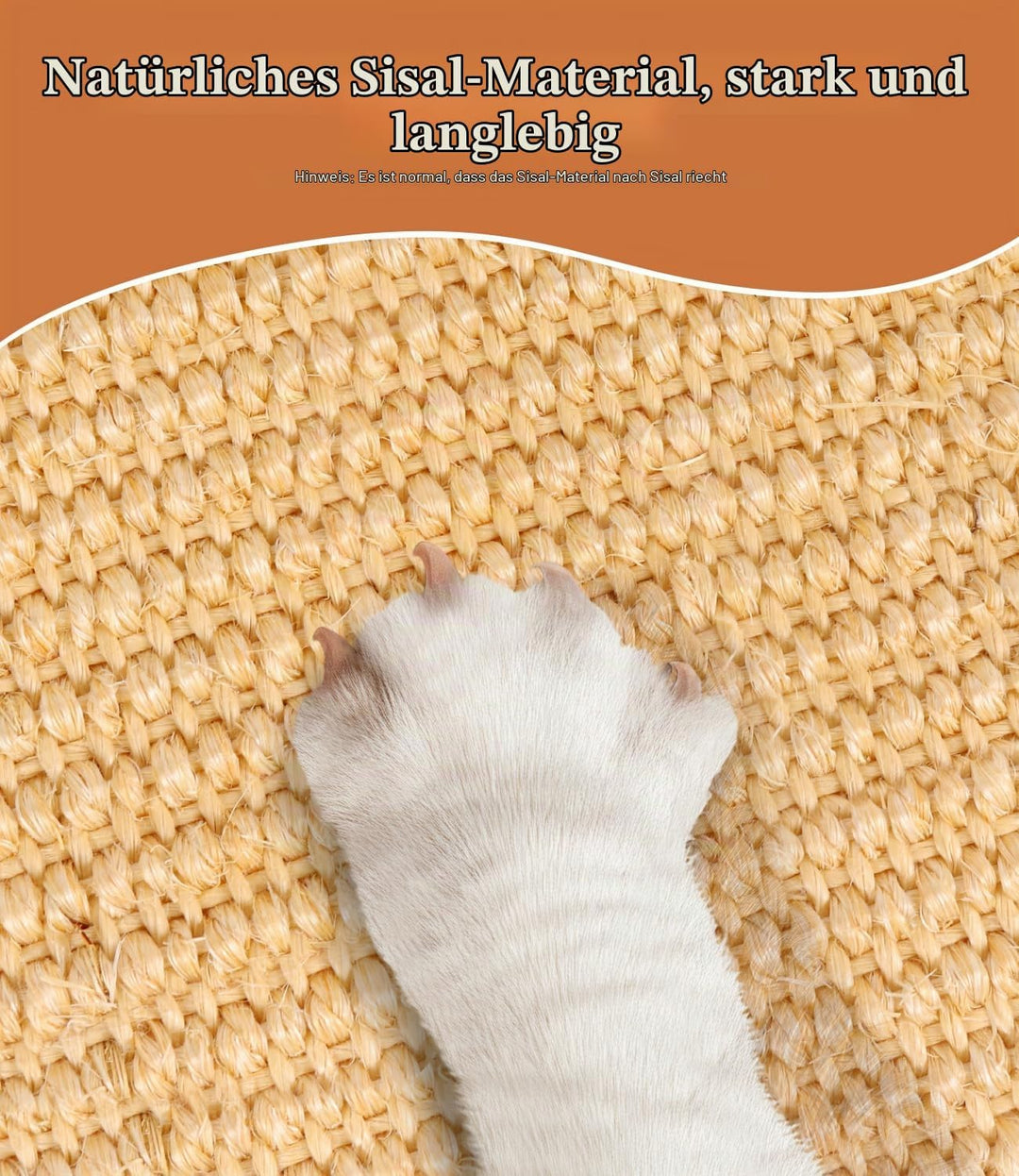 3 Kratzteppiche für Katzen, 50 × 25 cm, natürlicher Sisal, für Sofa und Möbel, Primary Color