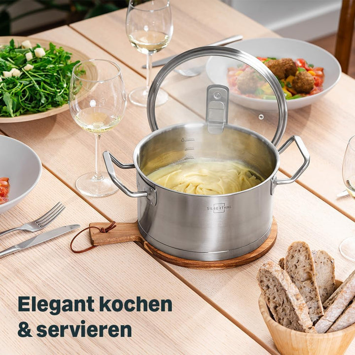 SILBERTHAL Edelstahl Topfset 2-teilig - Kochtopf 3,5l & 5L im Set für alle Herdarten inkl. Induktion