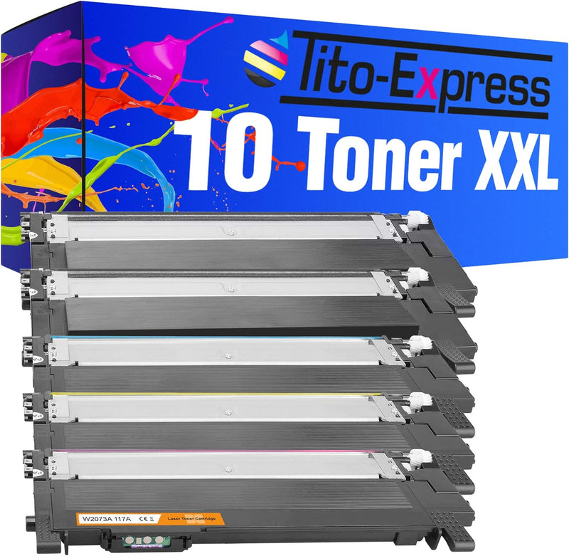 Tito-Express 10 Toner XXL inkl. Chip kompatibel mit HP 117A für Color Laser MFP 178nwg 179fwg 150nw