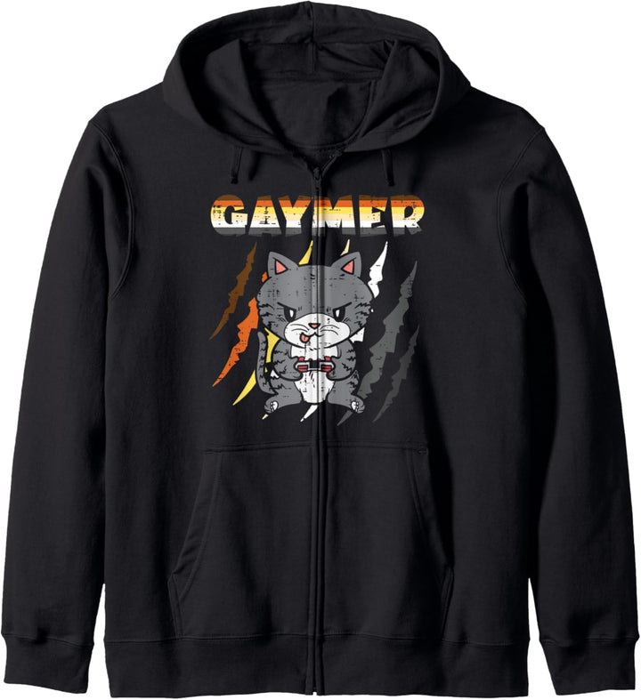 Gaymer Purride Cat Video Game Gamer LGBTQ Gay Bear Flag Gay Kapuzenjacke